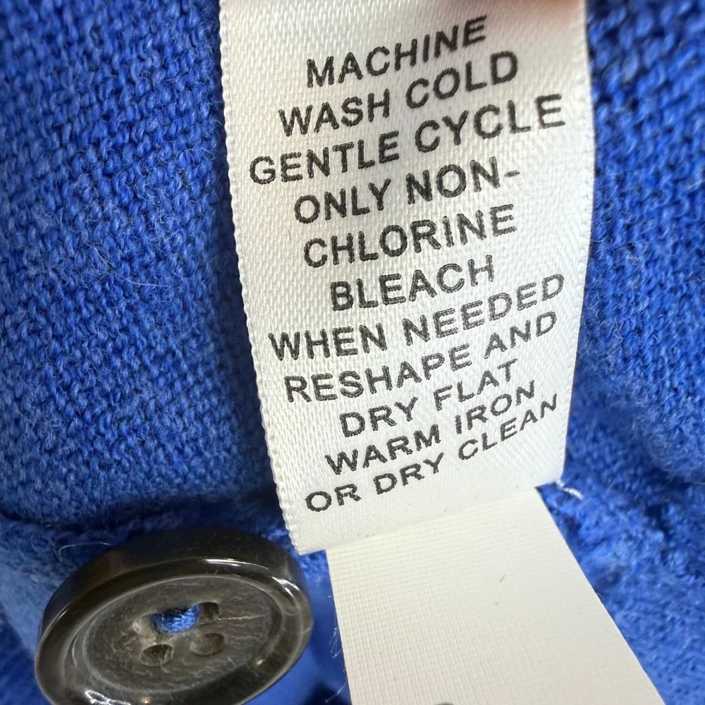 Banana Republic Sweater Mens‎ M Blue Cotton Cashmere Mock Neck Button Pullover